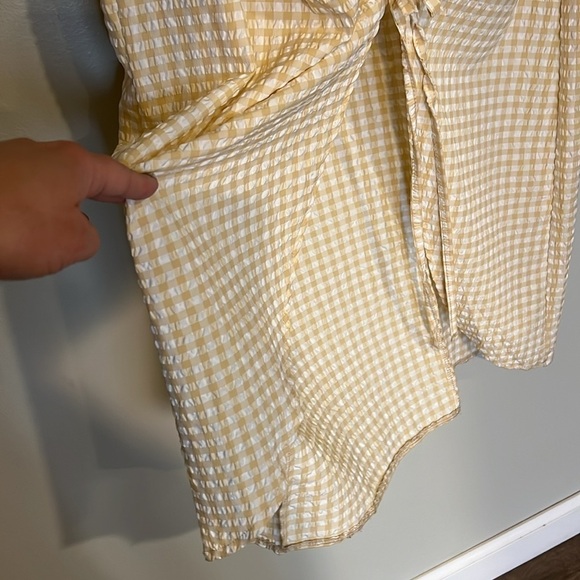 Maeve Anthropologie Rushed Gingham Dress Size 12 NWT Yellow - Picture 13 of 16